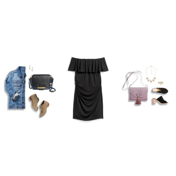 Lux & Co. Alysha maternity on/off shoulder dress - Picture 2 of 7